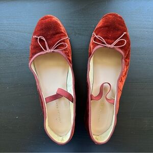 Loeffler Randall Leonie Burgundy Velvet Mary Jane Flat